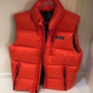 Ralph Lauren winter vest in bright orange.
